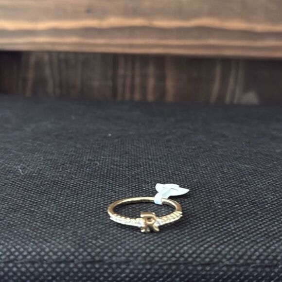 14K Gold Plated Initial R Ring Initial with Zirconia - Picture 5 of 11